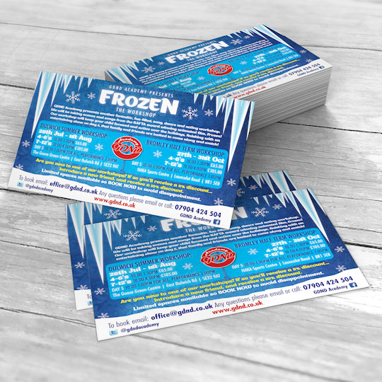 Frozen workshop A6 flyers